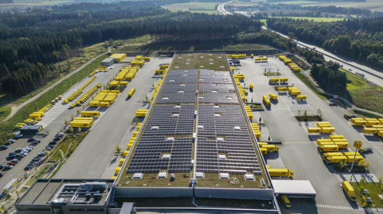 Austrian Post facility with solar panels on roof