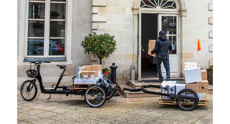 Parcels being delivered by e-cargo bike