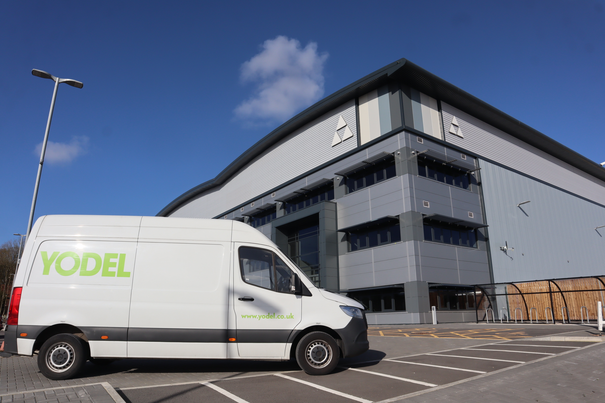 White Yodel van in front of the new Huyton depot