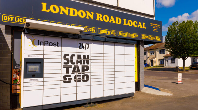 The 7,000 parcel locker location outside the London Road Local convenience store in Essex, UK