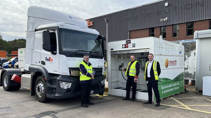 FedEx switches to HVO to reduce UK linehaul emissions Refuelling FedEx truck with HVO