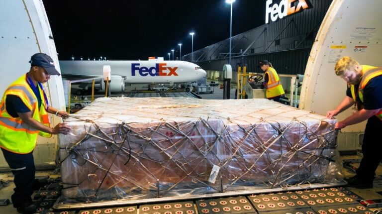 Cargo being loaded onto FedEx aircraft