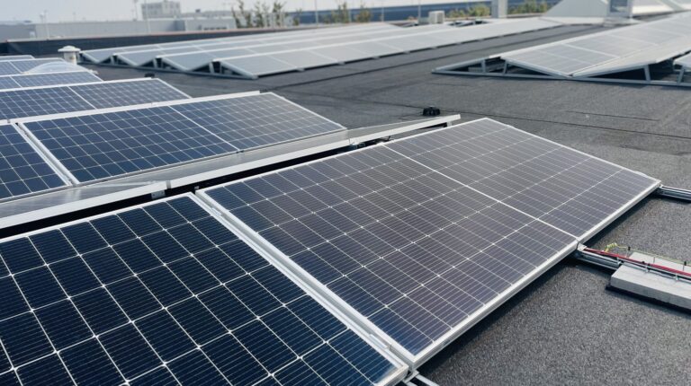 solar panel installation on rooftop