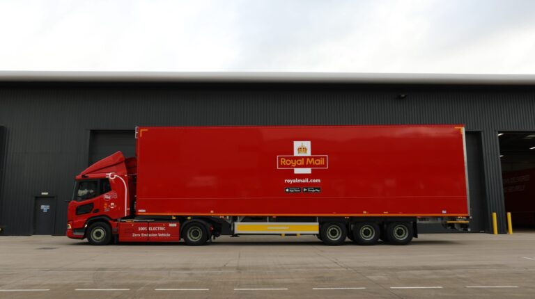 Royal Mail rolls out first electric HGV fleet at parcel hubs.